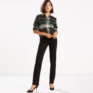 Levi's Size 14 Jeans Classic Straight Black Denim Sculpt Mid Rise 39250-0001